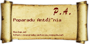 Poparadu Antónia névjegykártya